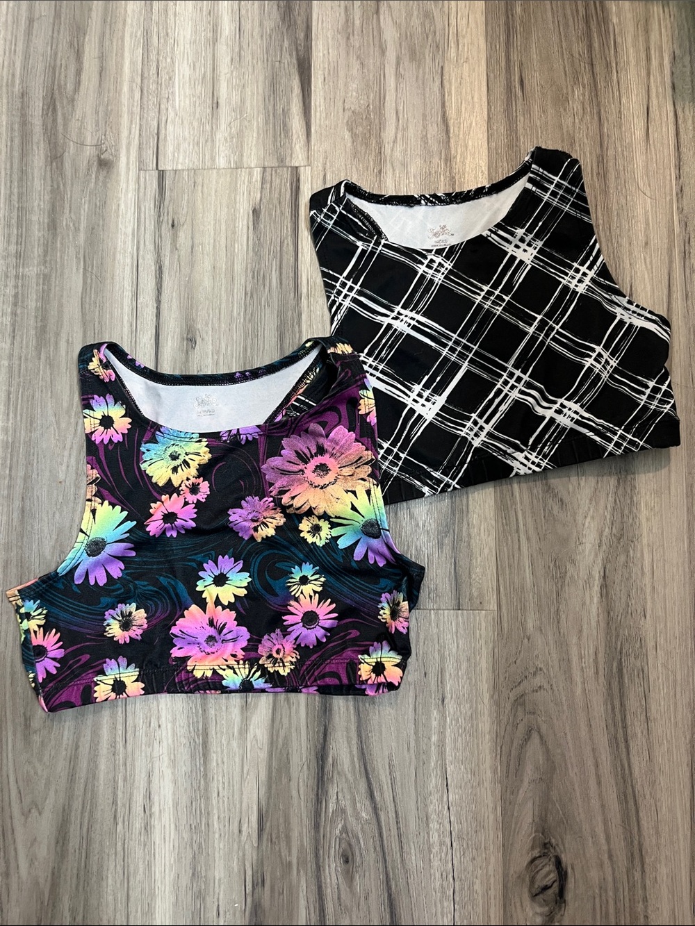 Girls Floral and Plaid Dance Tops